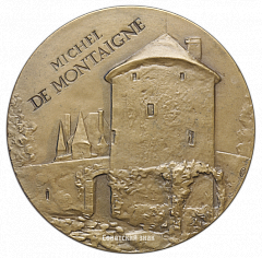 РЕВЕРС: Настольная медаль «450 лет со дня рождения Мишеля Монтеня» № 1730а