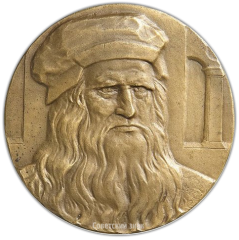 АВЕРС: Настольная медаль «450 лет со дня смерти Леонардо да Винчи» № 2498а