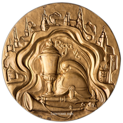 АВЕРС: Настольная медаль «Пожарно-технический музей Латвийской ССР» № 3219а