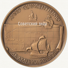 Настольная медаль «500 лет открытия Америки. Колумб»
