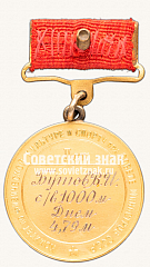 РЕВЕРС: Медаль «Большая золотая медаль «За Всесоюзный рекорд» по парашютному спорту. Комитет по физической культуре и спорту при Совете министров СССР» № 14111б