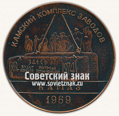 РЕВЕРС: Настольная медаль «25 лет Акционерному обществу «Камаз». 1969-1994» № 13181а